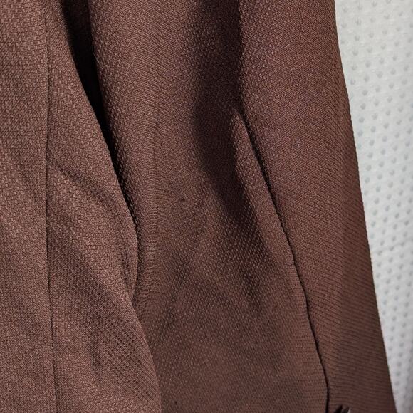 Vintage 70s Trophy USA Brown Textured Blazer Men 42R Retro Jacket Rayon Acetate - Picture 6 of 7